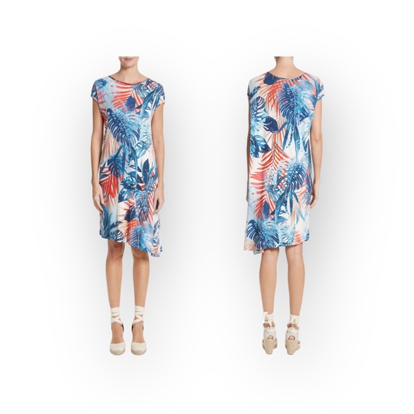 new JPG Jean Paul Gaultier Fuzzi ⚤ Asymmetrical Silk Dress ⚤ Zaffiro Leaf Print - Picture 1 of 16